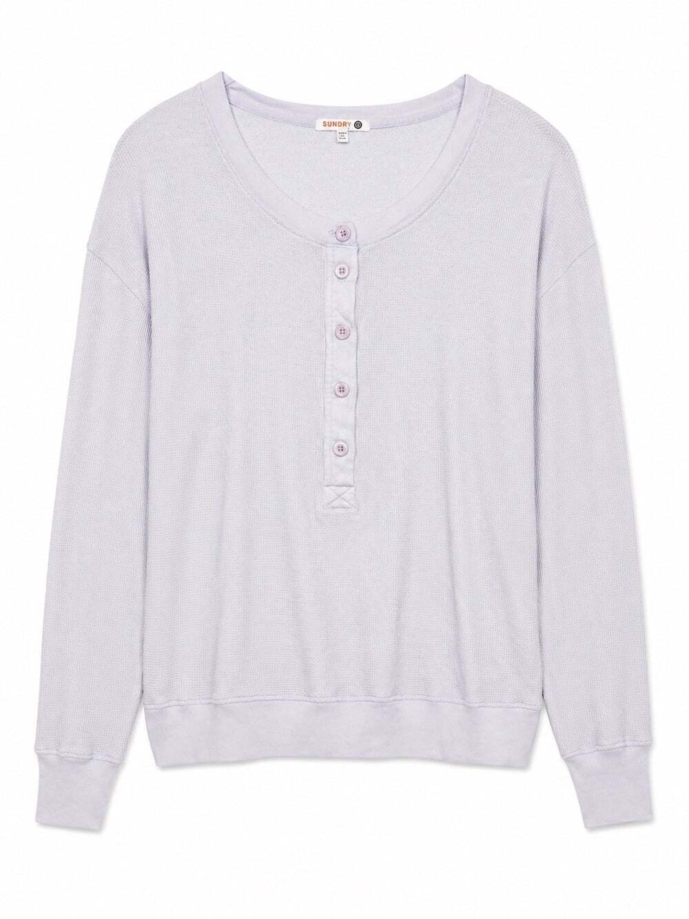Sundry Lavender Purple Waffle Knit Henley Top Long Sleeve Thermal Size 2/M